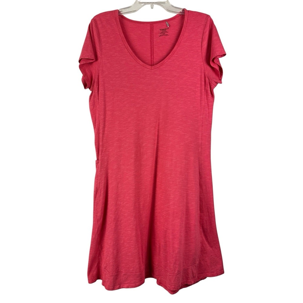 Toad & Co Marley Dress Sz M Heathered Pink Organic Cotton T-Shirt Pocket